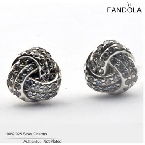 Authentic 925 Sterling Silver Earrings Women Clear CZ Sparkling Love Knots Stud Earrings Engagement Wedding Original Jewelry