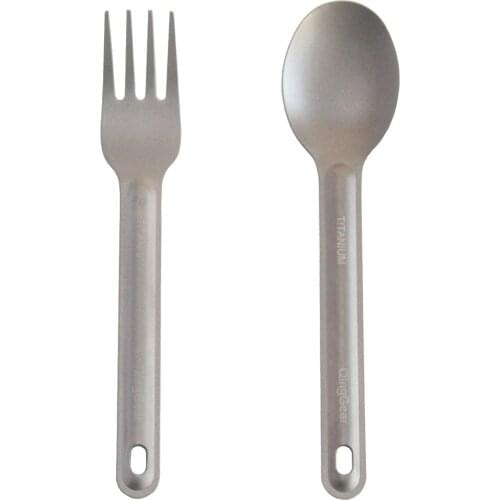 QingGear Titanium Ultra Lightweight Camping Utensil Portable Tableware Flatware Fork Spoon