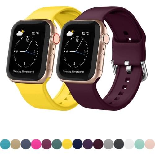 Silicone Strap For Apple Watch band 40mm 44mm 38mm 42mm Rubber belt smartwatch wristband Sport bracelet iWatch serie 3 se 4 5 6