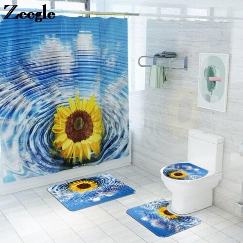 Modern Bath Mats Bathroom Rug Set Shower Room Mats Toilet Lid Cover Mat Bath Carpet Rug Absorbent Non-slip Bathroom Foot Rug Set