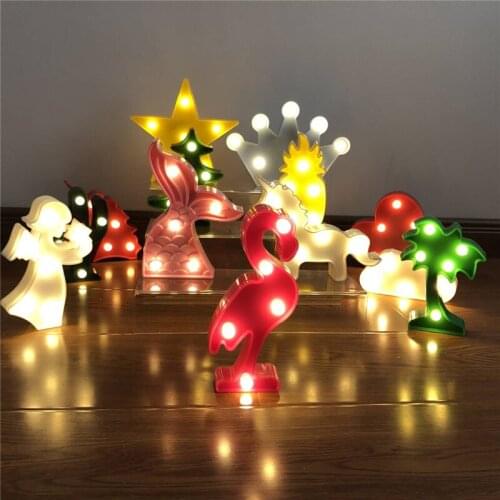 LED Children Night Lights Flamingo Unicorn Led Pendant Lamp LED Pineapple Cactus Star Luminary Wall Lamp Decorations Lighting