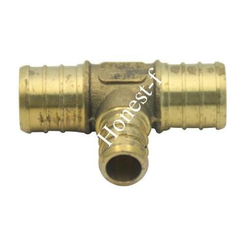 LTWFITTING Lead Free 3/4" x 3/4" x 1/2" PEX Tee, Brass Crimp PEX Fitting