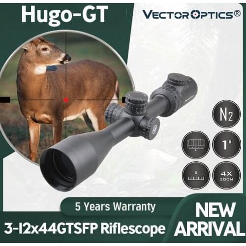 Vector Optics Hugo 3-12x44 E 1 Inch Riflescope Min 10 Yds Etched Glass Reticle Turret Lock Side Focus Field Target Shooting