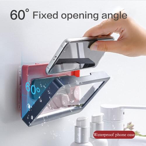 Home Wall Waterproof Mobile Phone Box Bathroom Toilet Mobile Touch Screen Phone Holder Box Shower Sealing Storage Case