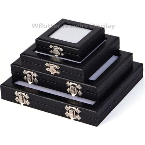 High Quality Gemstone Display Box Leatherette Diamond Storage Box Gem Display Organizer Stone Case Jewelry Holder Showcase