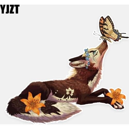 YJZT 15.5CM*13.5CM Beautiful Animal And Butterfly PVC Motorcycle Car-styling Decal Car Sticker 5-0916