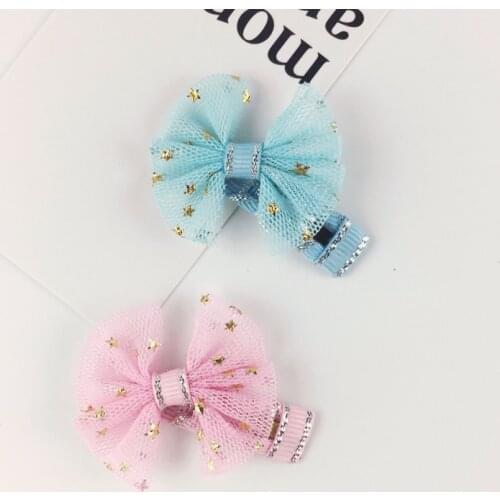 Puppy dog clip BB clip pet teddy headdress flower headdress VIP Yorkshire yarn could be butterfly hairpin 10pcs