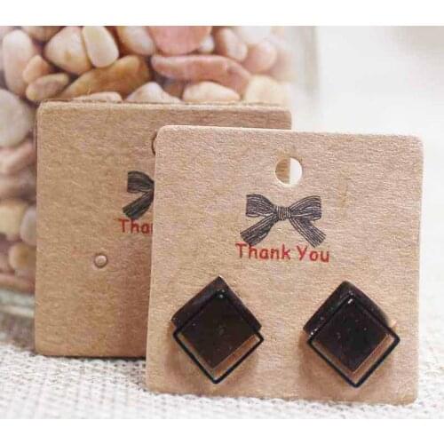 Zerong kraft jewelry tag card ,vintage square Thank you stud earring dispaly tag card.Cardboard jewelry package card tag3*3cm