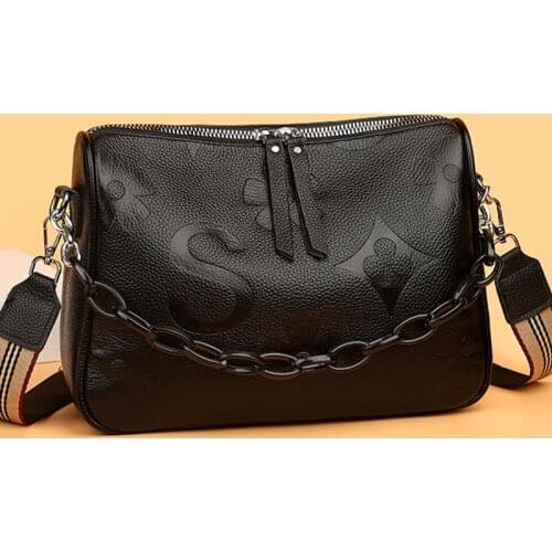 Women Genuine Leather Handbags Womens Bag High Quality Soft Pure Cowhide Women Shoulder bag Designer Chain Female Messenger Bag