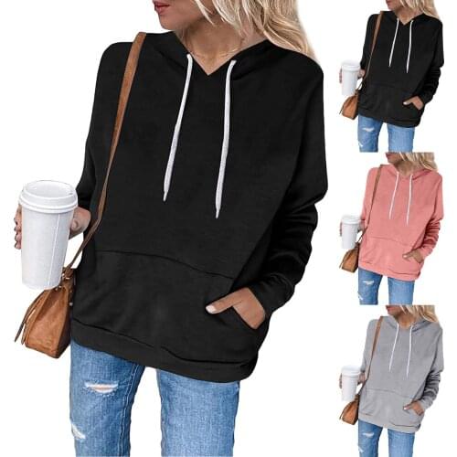 Womens Hoodies For Teen Girls Fashion Womens Casual Solid Color Hooded Pocket Long Sleeve Pullover Sudaderas Con Capucha