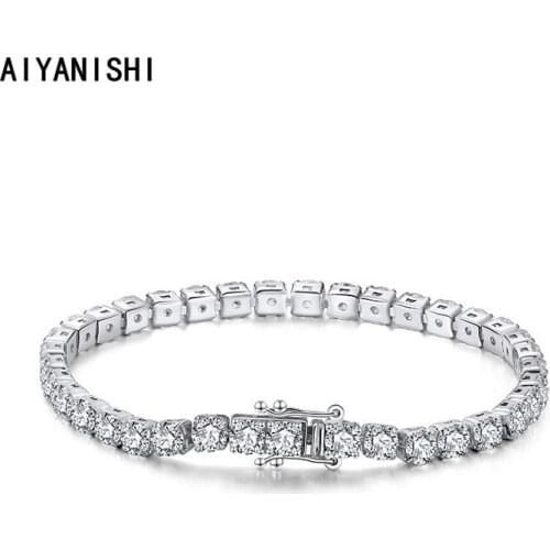 AIYANISHI 925 Sterling Silver 4mm tennis bangle bracelet for women wedding fashion luxury Bracelet Jewelry Girl Holiday Gifts