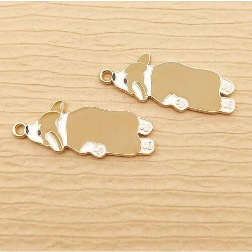 10pcs enamel dog charm animal fox for jewelry making fashion earring pendant bracelet necklace charms
