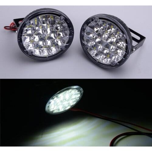 2Pcs/Set LED Round DRL Driving Daytime Running Fog Light Day Work Lamp DC 12V 18W For All Cars