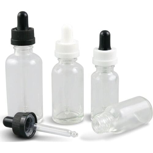 200 x 5ml 10ml 20ml 30ml 50ml 100ml Empty Clear Glass Essential Oil Bottle With Dropper 10cc 1oz Transparent Dropper Containers