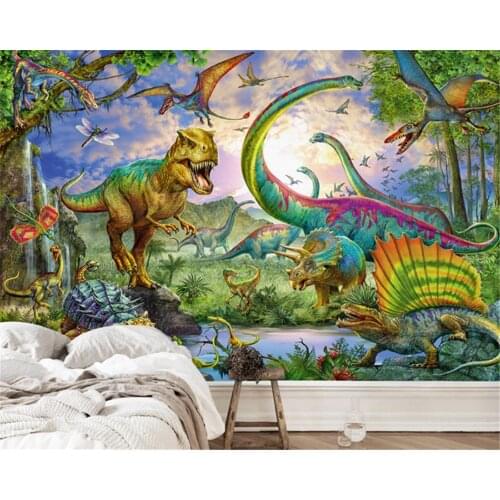 Beibehang Customized 3d stereo dinosaur mural background boy children room living room bedroom home decoration 3D Papel De Pared