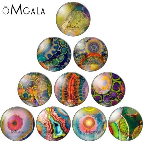 Abstract Artistic Colorful Cell Patterns 12mm/14mm/18mm/20mm/25mm Round photo demo glass cabochon flat back Making findings