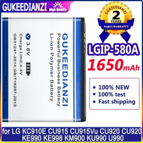 1650mAh GUKEEDIANZI battery LGIP-580A for LG KC910E CU915 CU915Vu CU920 CU920 KE990 KE998 KM900 KU990 U990