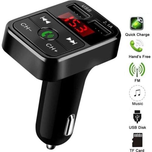 Car Kit Handsfree Wireless Bluetooth-compatible FM Transmitter LCD MP3 Player USB Charger Car Accessories Audio Cable