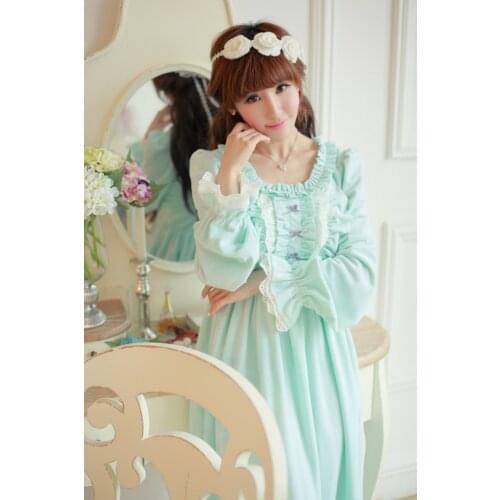 Free Shipping Comfortable Crystal Velvet Winter Nightgown Womens Long Sleepwear Princess Pijamas