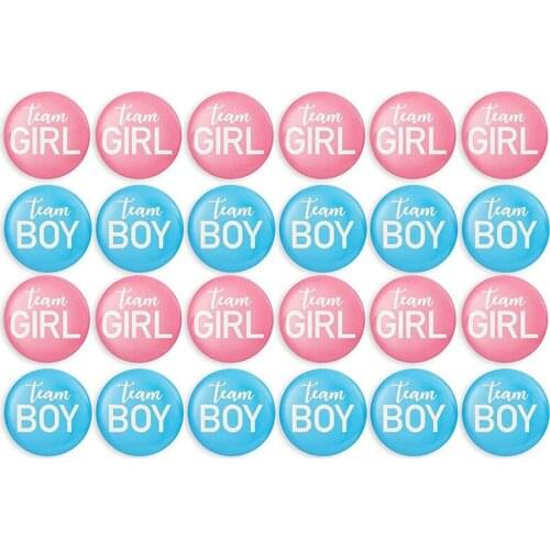 Gender Reveal Button Pin-24 Pieces Pin Up Badge Accessories for Girls or Team Boys,Baby Shower Supplies,Party Favorites