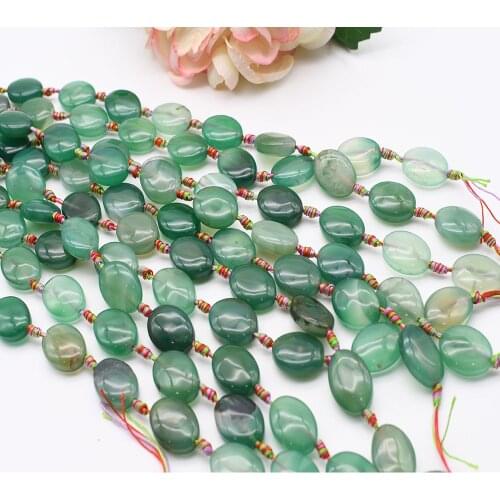 2strands/lot 24mm Natural Smooth Green stripe Oval Agate stone beads For DIY Bracelet Necklace Jewelry Making Strand 15"