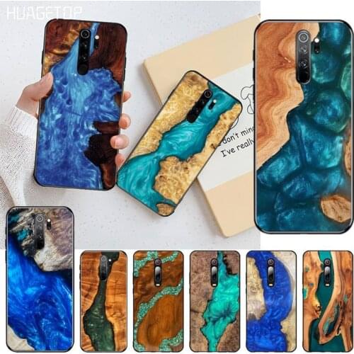 Resin WOOD Marble colorful Black Cell Phone Case for Redmi Note 9 8 8T 8A 7 6 6A Go Pro Max Redmi 9 K20 K30 Pro