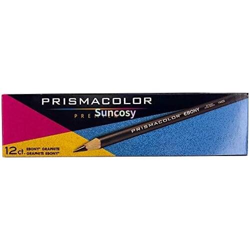Prismacolor Premier Ebony Graphite Pencils, Black Drawing Pencil Set | 12 Count 14420 Sketching Pencils,Professional Pencils