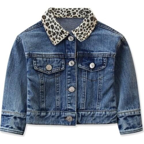 Kids Baby Girls Leopard Denim Jacket Coat Spring Autumn Clothes Children Outwear Long Sleeve Fashion Baby Jackets Coats Outfits