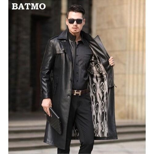 BATMO 2019 new arrival winter high quality Faux Fur thicked long trench coat men,mens parkas,winter jackets men,plus-size 6868