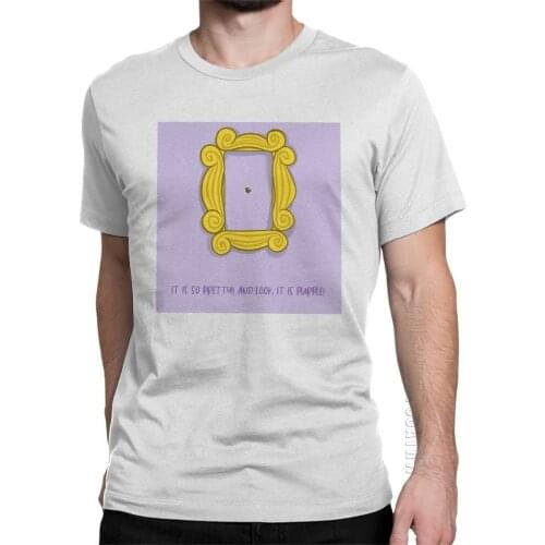 Purple Frame Door Friends T Shirt For Men 100% Cotton Hip Hop T-Shirt Round Collar Classic TV Show Funny Tees Short Sleeve Tops