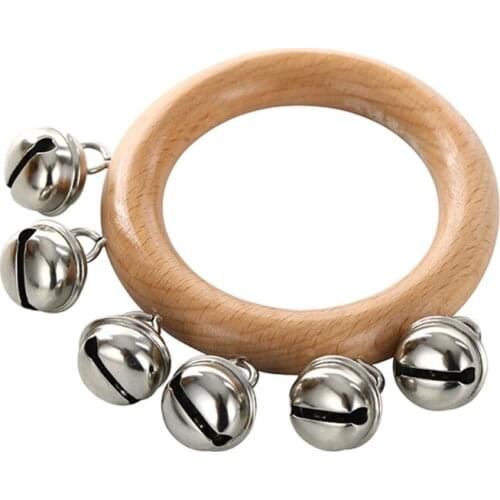 Interactive Wooden Rattle Baby Hand Bell Ring Crib Toy Rattle Bell Early Learning Toy for Infant 3month Crib Accessories