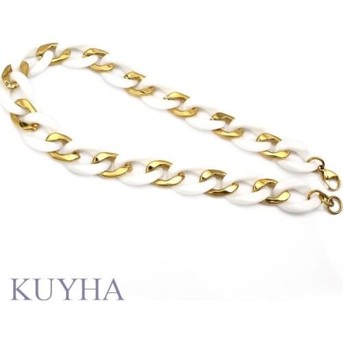 Coloerful Necklace Jewelry Gold Round Thick Necklace Stainless with Acrylic For Women Men