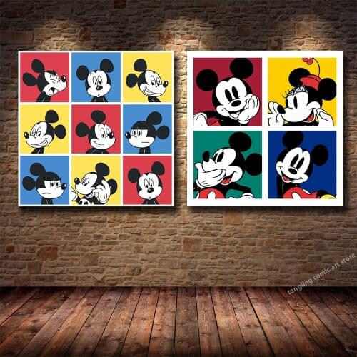 Disney Mickey Mouse Mickey Art Creative Canvas Painting High Definition Printing ChildrenS Bedroom Decoration Painting