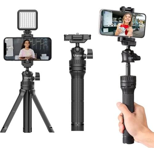 Ulanzi MT-34 Mini Tripod for Phone Multi-functional Extendable Tripod Cold Shoe Extension Microphone LED Light for DSLR Vlog