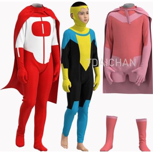 New Anime Invincible Kids Cosplay Mark Omni Man Jumpsuit Atom Eve Nolan Grayson Halloween Costume Carnival Party Child Hero Suit