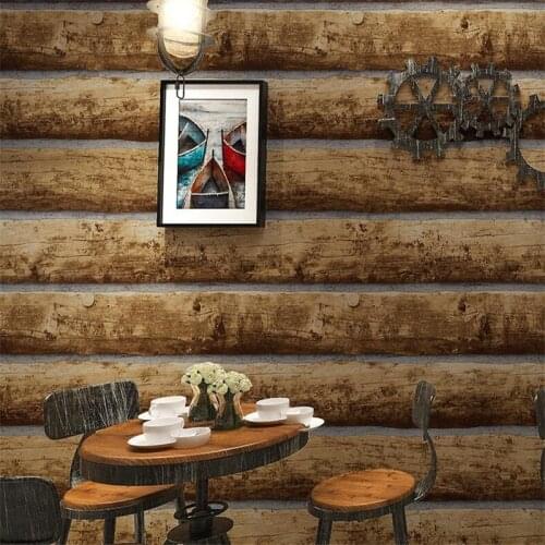 Beibehang Vintage Style Nostalgic Wood Wallpaper 3D Wood Restaurant Cafe Hotel Clothing Shop Bar Industrial Wind Wallpaper