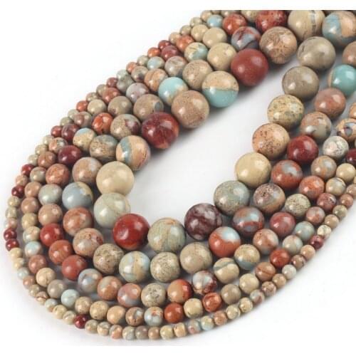Wholesale Round ShouShan Stone Beads Snakeskin Brown Stone Beads 4/6/8/10/12mm Pick Size 15inches For Jewellery Necklace