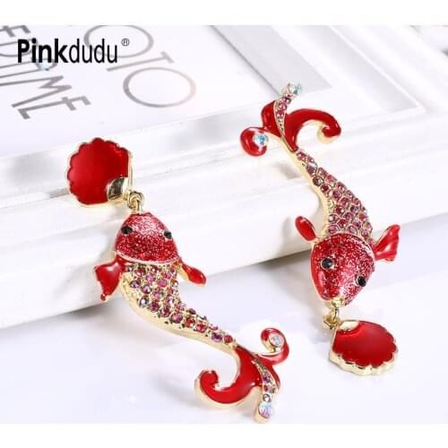Pinkdudu Alloy Oil Dripp Stud Earings Fashion Jewelry Koi Fish Women Personality Earrings animal Pop Party Earrings OG051