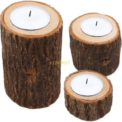 Candle Stand Set Creative Wooden Bark Candlestick Indoor Flower Pot Home Decoration Ornament Small Size#445