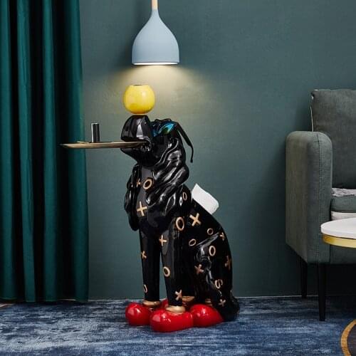 Resin Dog With Tray Statue Floor Standing Dog Tray Home Décor Sculpture Modern Resin Statue Ornaments for home Decoration living