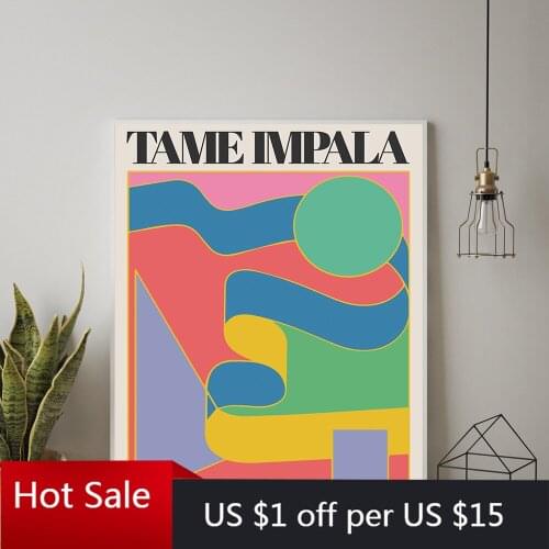 Tame Impala At Glastonbury Gig Poster Vintage Colorful Canvas Painting Retro Wall Decor Pictures for Posters Aesthetic Room Deco