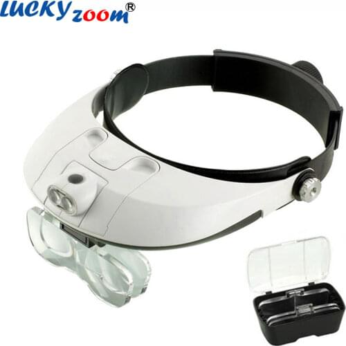 Headband 1X 1.5X 2X 2.5X 3.5X LED Magnifier Illuminated Lamps Multiple Magnifying Glass Hat Type Working Free Shipping