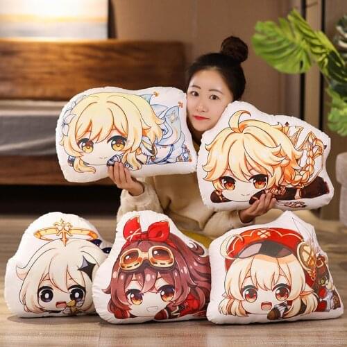 Project Genshin Impact Anime Plushie Pillow Sofa Cushion Paimon/Amber/Lumine/Keqing/Klee/Barbara Cartoon Manga Stuffed Plush Toy