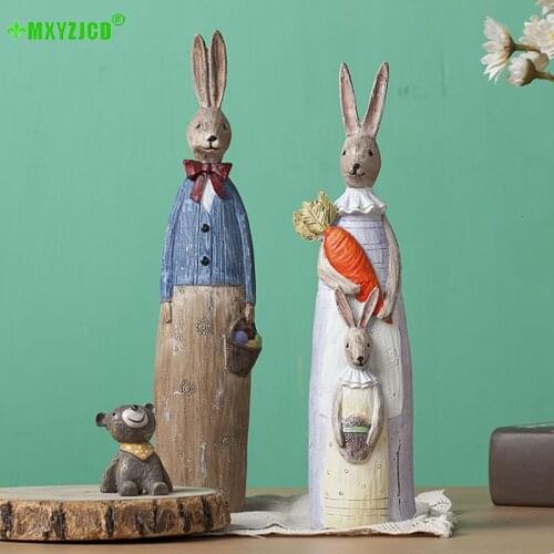 Résine pastorale Couple lapin décoration maison décor de bureau ornement bureau mode à la main œuvre
