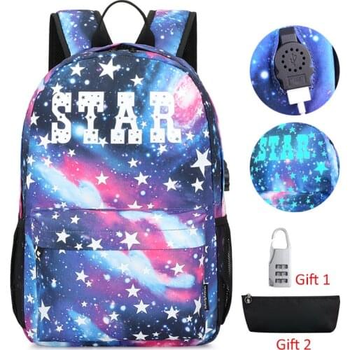 SENKEY Luminous USB Charging Backpack Anime Boy Girl School Bag men Laptop Backpack woman bag with Anti-theft Lock Travel bag