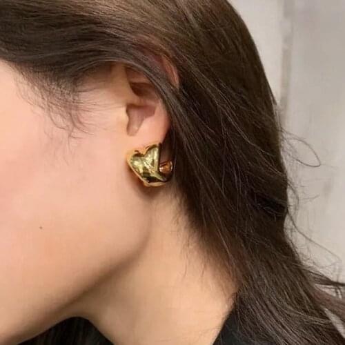 Unique Design Gold Geometrical Cross Twist Metallic Hoop Earring for Women Girls C Shape Vintage Earring Jewelry Pendientes