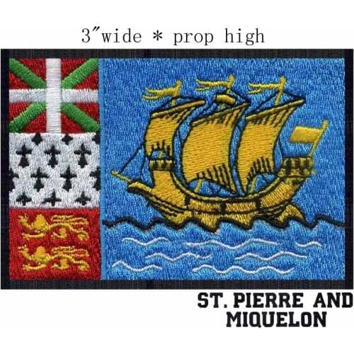 St.-Pierre and Miquelon, France Flag 3"wide embroidery patch for small logo/jersey patch/iron on backing