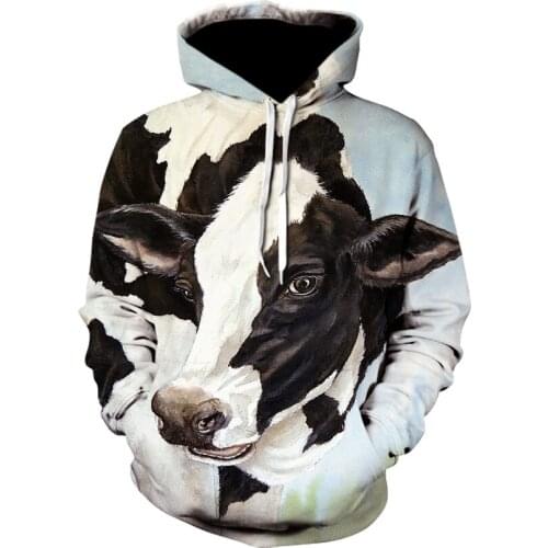 New design hoodie men/women funny cow Expression 3D printed hoodies sweatshirts casual Harajuku style fancy streetwear tops