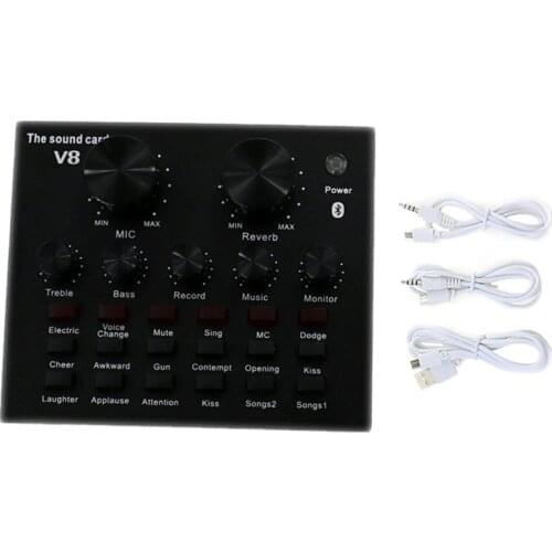 V8 USB 5.0 Audio Sound Card USB External Headphone Microphone Webcast Live Sound Card V​​8 Sound Card