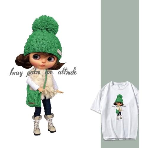 Vinyl 3D Lovely Girl Patches Heat Transfer Patch Beautiful Girls Iron on Transfers For Clothing Stickers for Clothes Stripe DIY